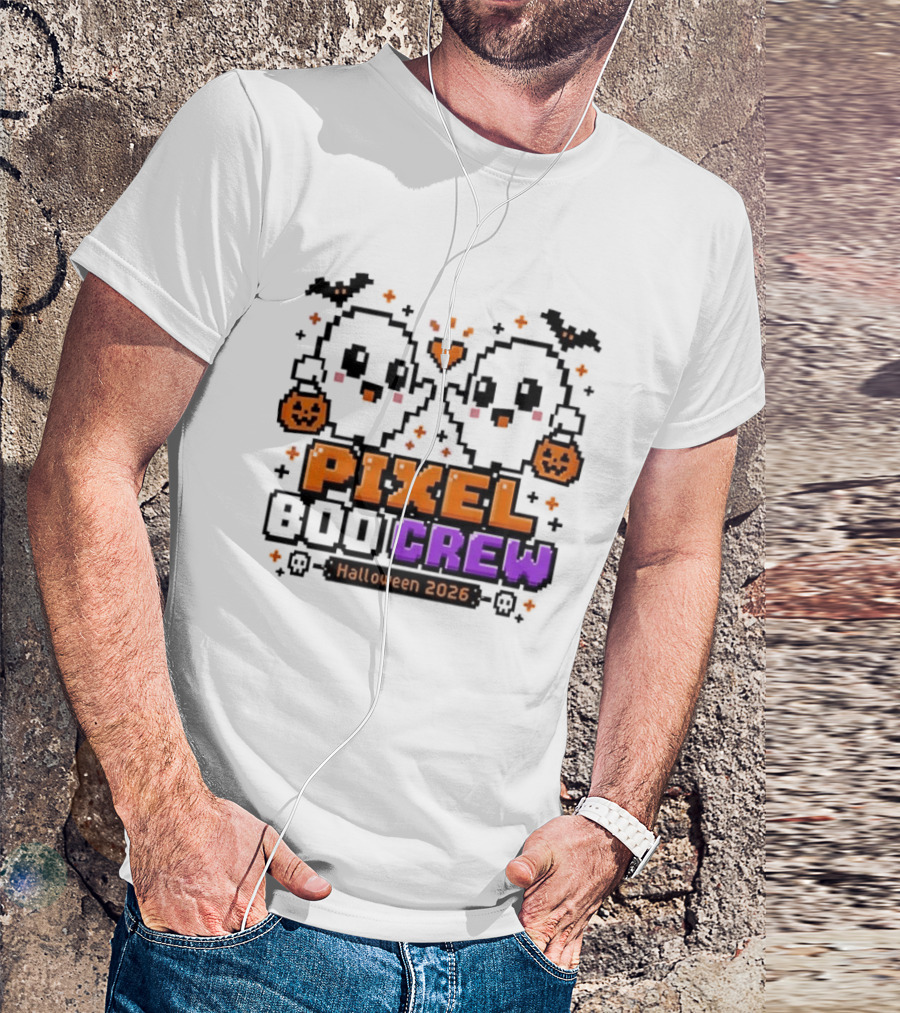 Pixel Boo Crew Halloween 2026 Ghosts Cute Pixelated Spooky Fun T-Shirt