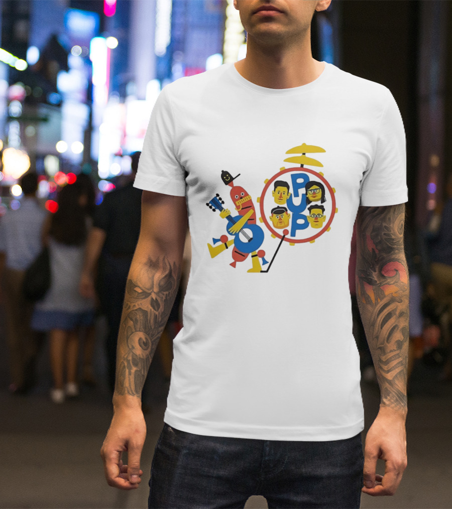 Pup Band Punk Rock Music Cartoon Characters Drums T-Shirt