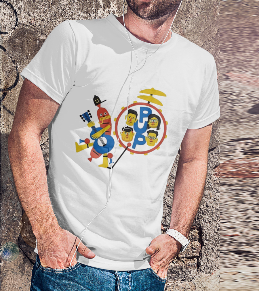 Pup Band Punk Rock Music Cartoon Characters Drums T-Shirt