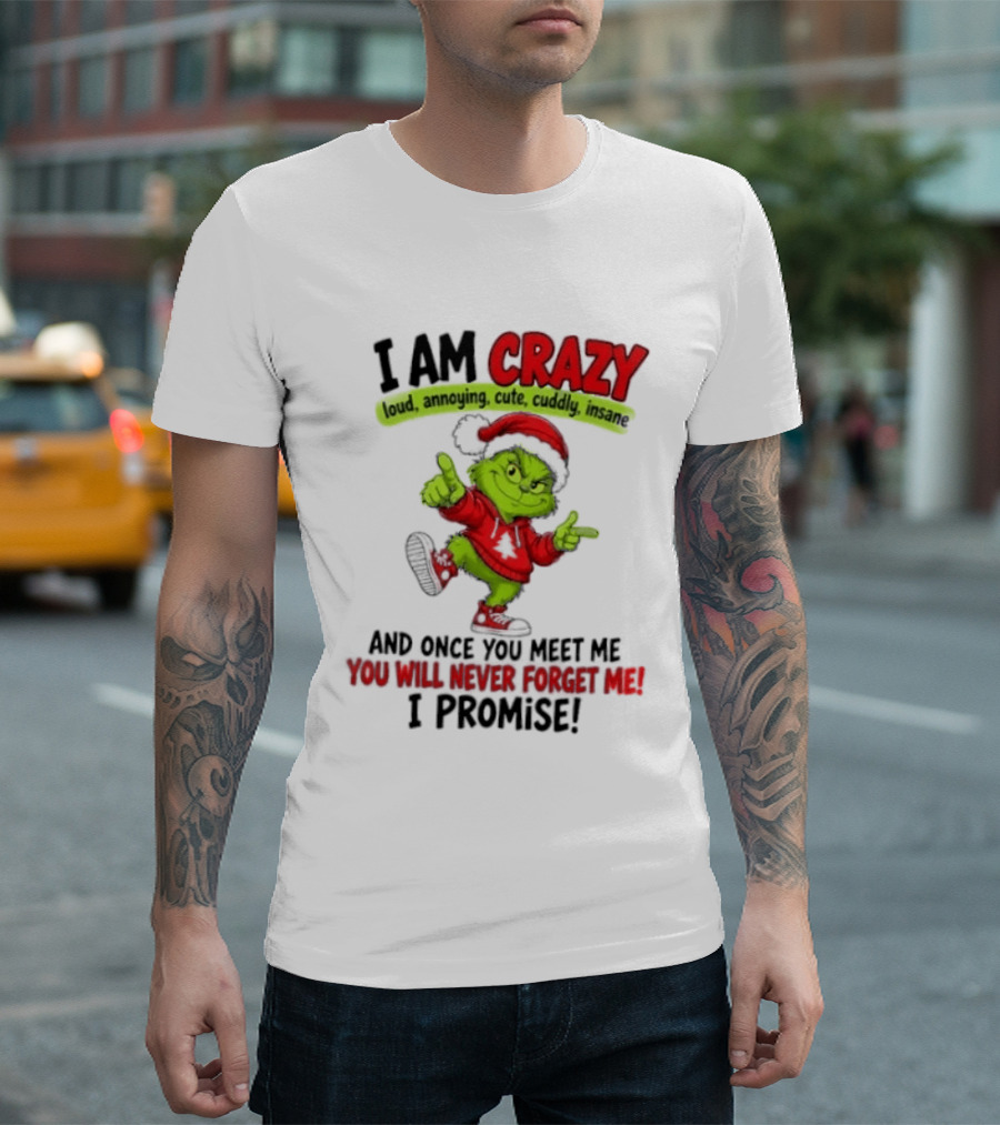 I Am Crazy Loud Annoying Cute Cuddly Insane Grinch Promise T-Shirt