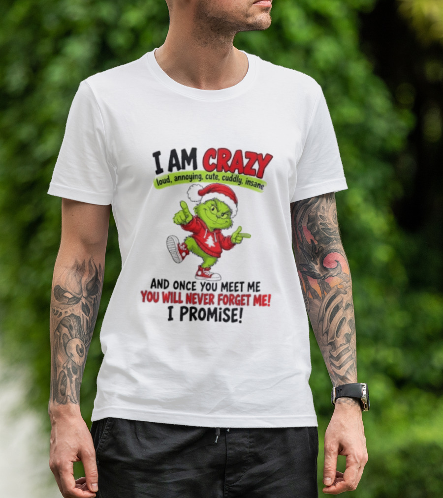 I Am Crazy Loud Annoying Cute Cuddly Insane Grinch Promise T-Shirt