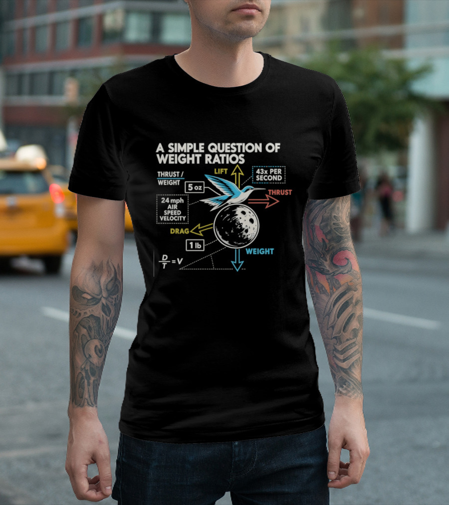 A Simple Question Of Weight Ratios Hummingbird Velocity 24 Mph Terminal Weight Ratio Formula Physics T-Shirt