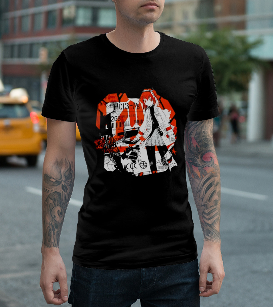 Anime Girl Broadcast Ret Cyberpunk Aesthetic Red Neon T-Shirt