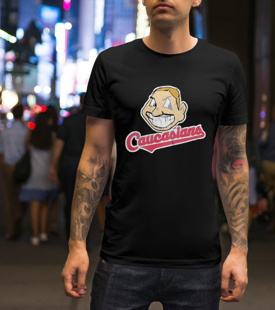 Caucasians Distressed Satire Grinning T-Shirt