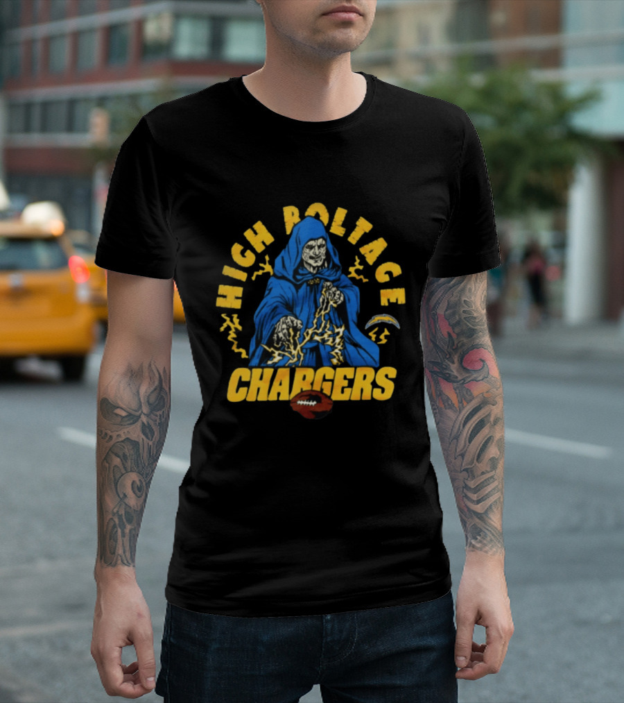 Los Angeles Chargers High Voltage Emperor Palpatine Casting Lightning Bolts T-Shirt
