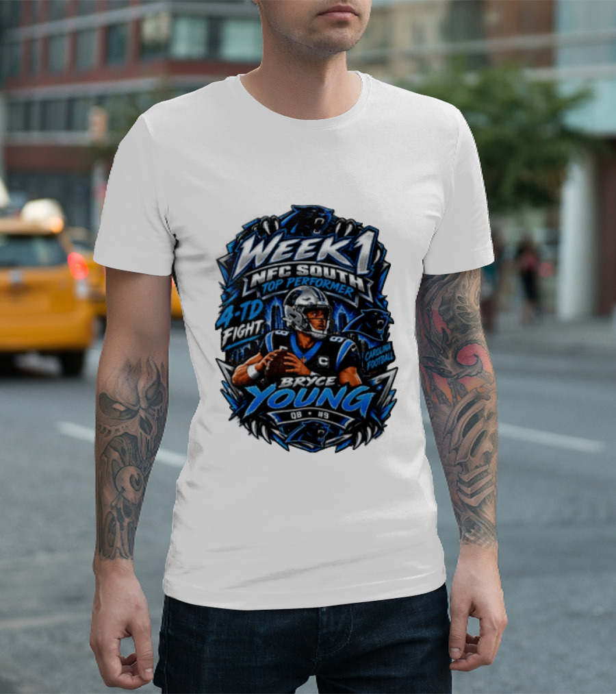 Week 1 NFC South Top Performer Bryce Young 4 TD Fight Carolina Football T-Shirt