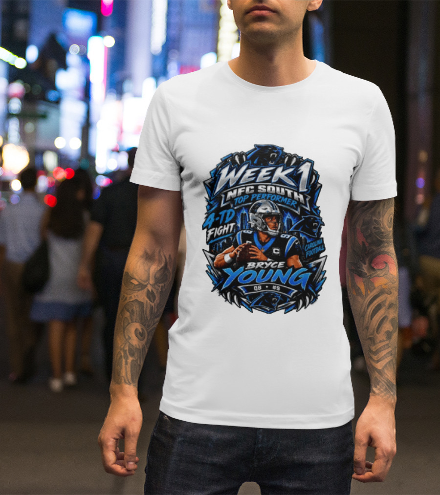 Week 1 NFC South Top Performer Bryce Young 4 TD Fight Carolina Football T-Shirt