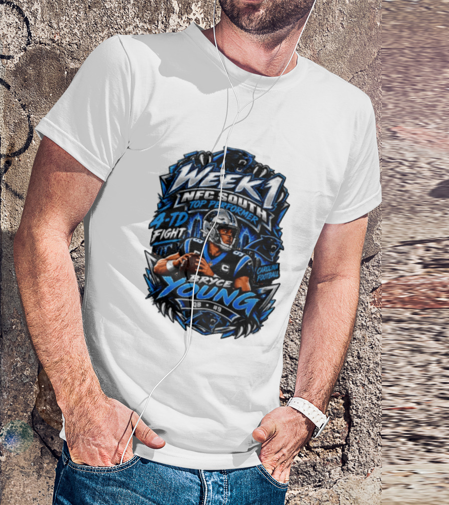 Week 1 NFC South Top Performer Bryce Young 4 TD Fight Carolina Football T-Shirt