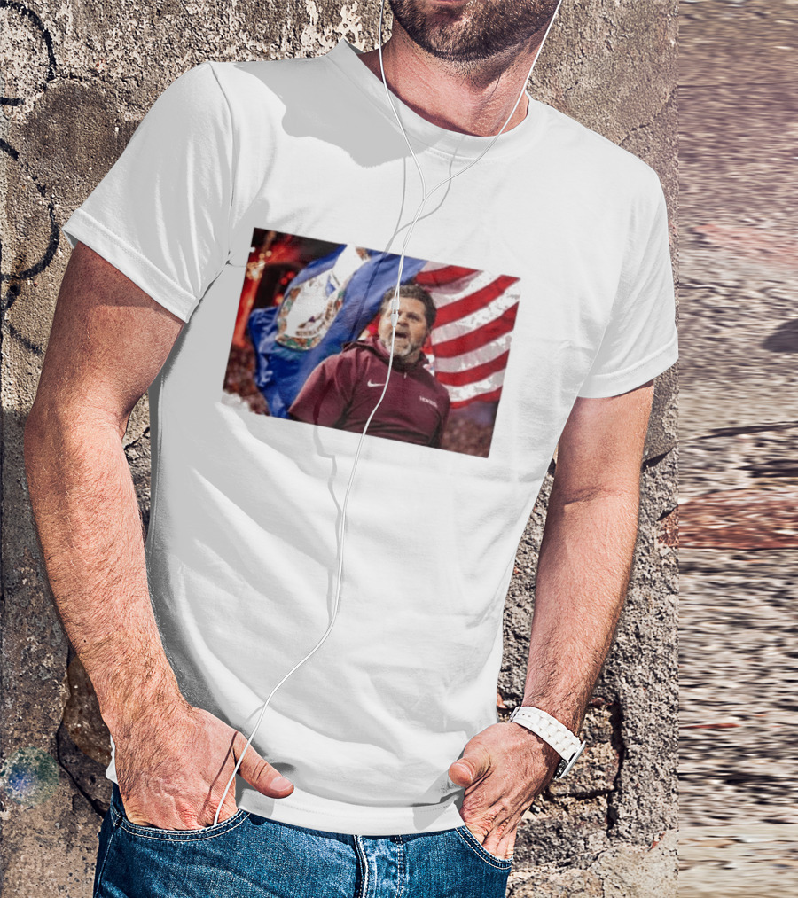 Virginia Tech Hokies Coach Brent Pry With Flags T-Shirt