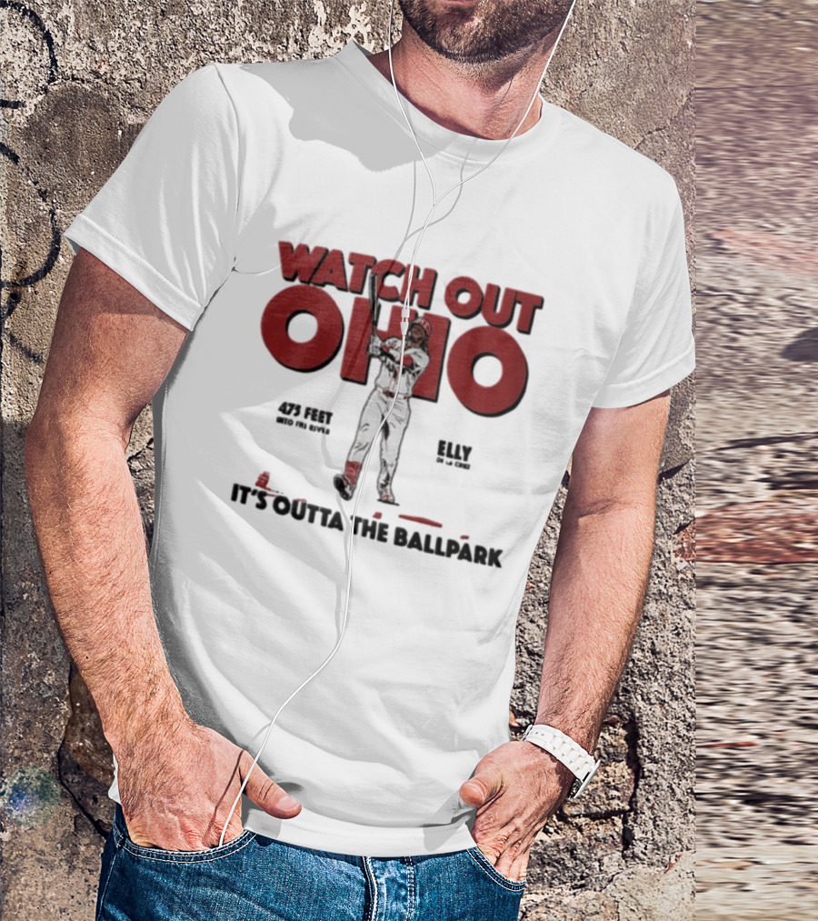 Cincinnati Reds Elly De La Cruz Out Ohio It's Outta The Ballpark 44 MLB 425 Feet T-Shirt