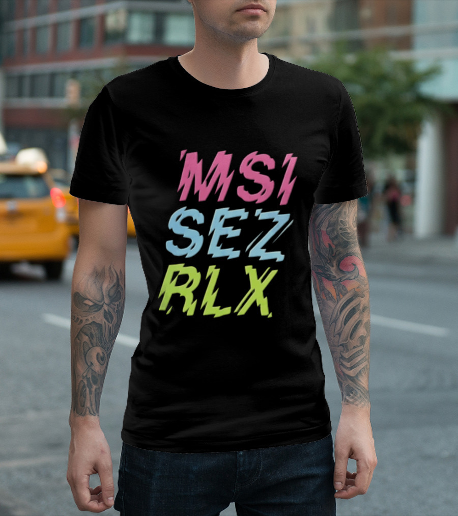 MSI SEZ RLX Glitch Neon Colors Pink Blue Yellow T-Shirt