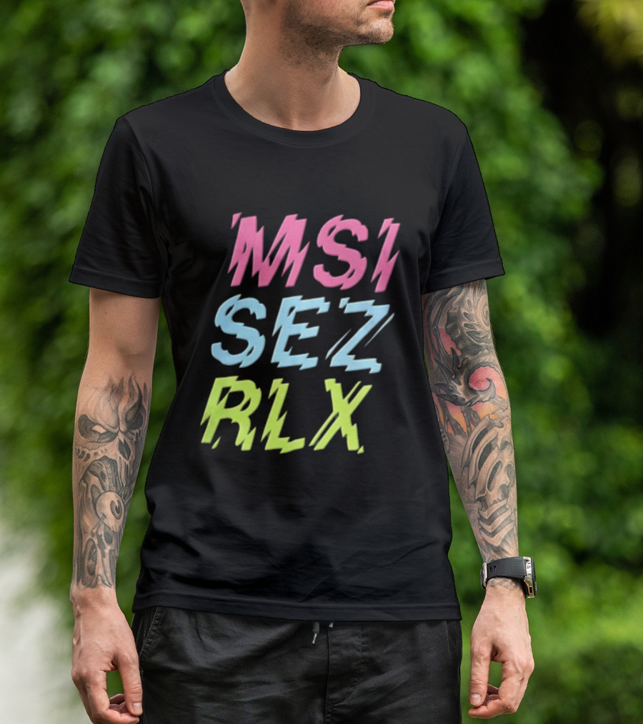 MSI SEZ RLX Glitch Neon Colors Pink Blue Yellow T-Shirt