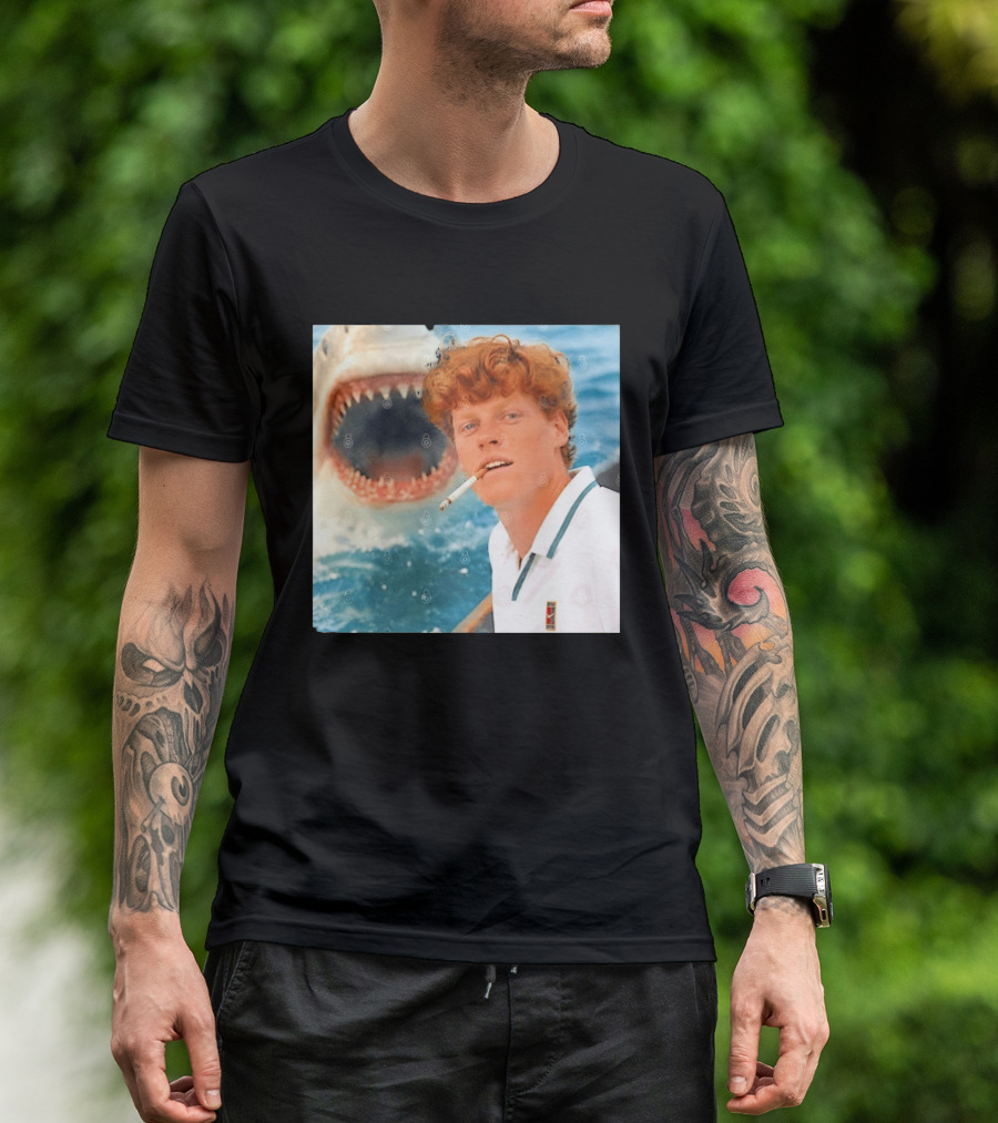 Jannik Sinner Smoking With Great White Shark Tennis Image T-Shirt