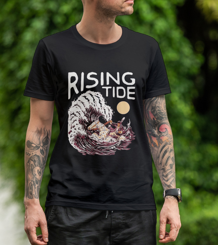 Rising Tide Surfing Horse Wave Native American Old Row T-Shirt