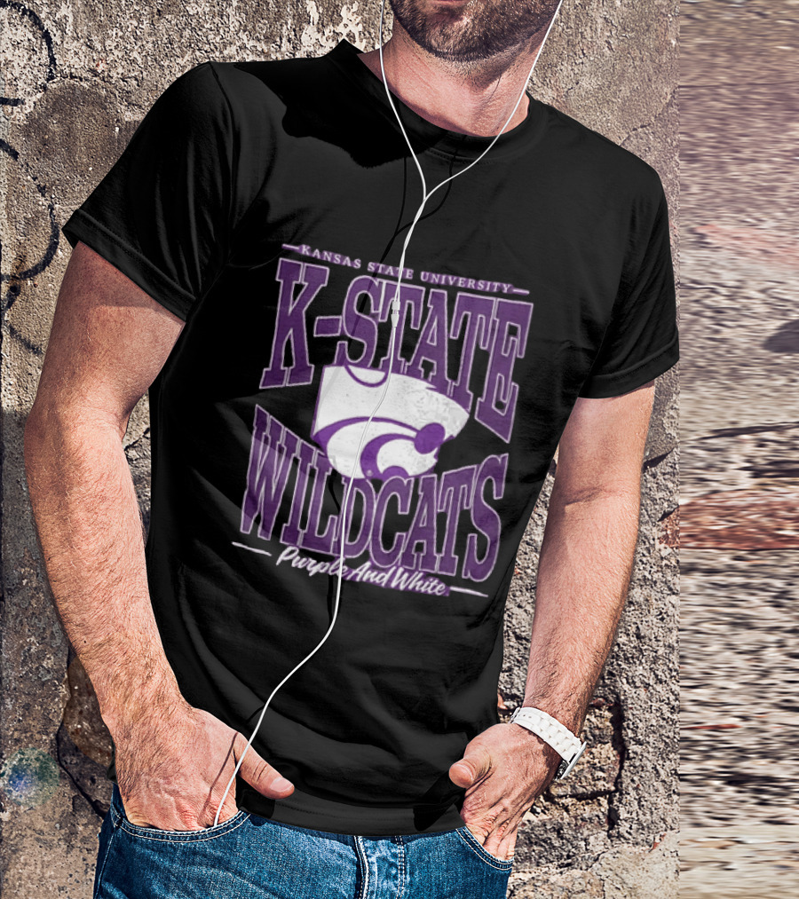Kansas State University K State Wildcats Purple And White T-Shirt