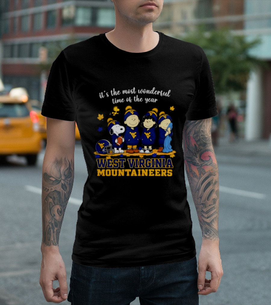 It's The Most Wonderful Time Of The Year Snoopy And Friends West Virginia Mountaineers T-Shirt