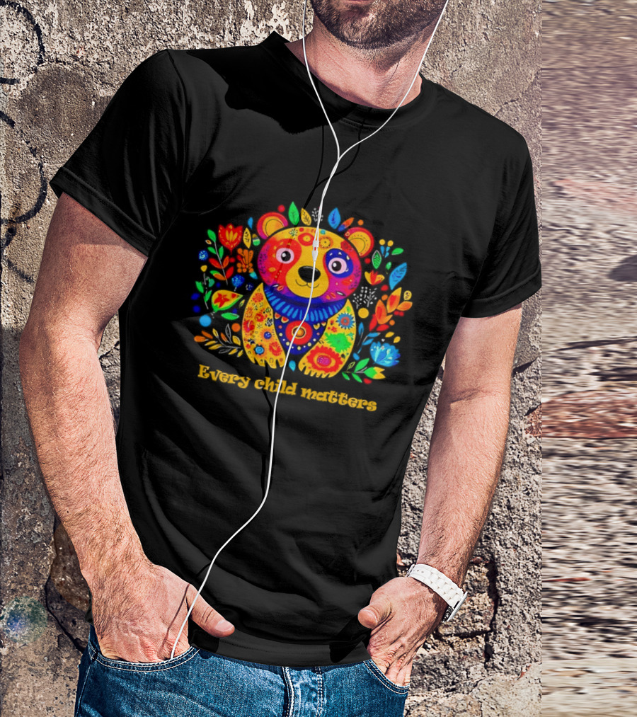 Every Child Matters Colorful Floral Bear T-Shirt