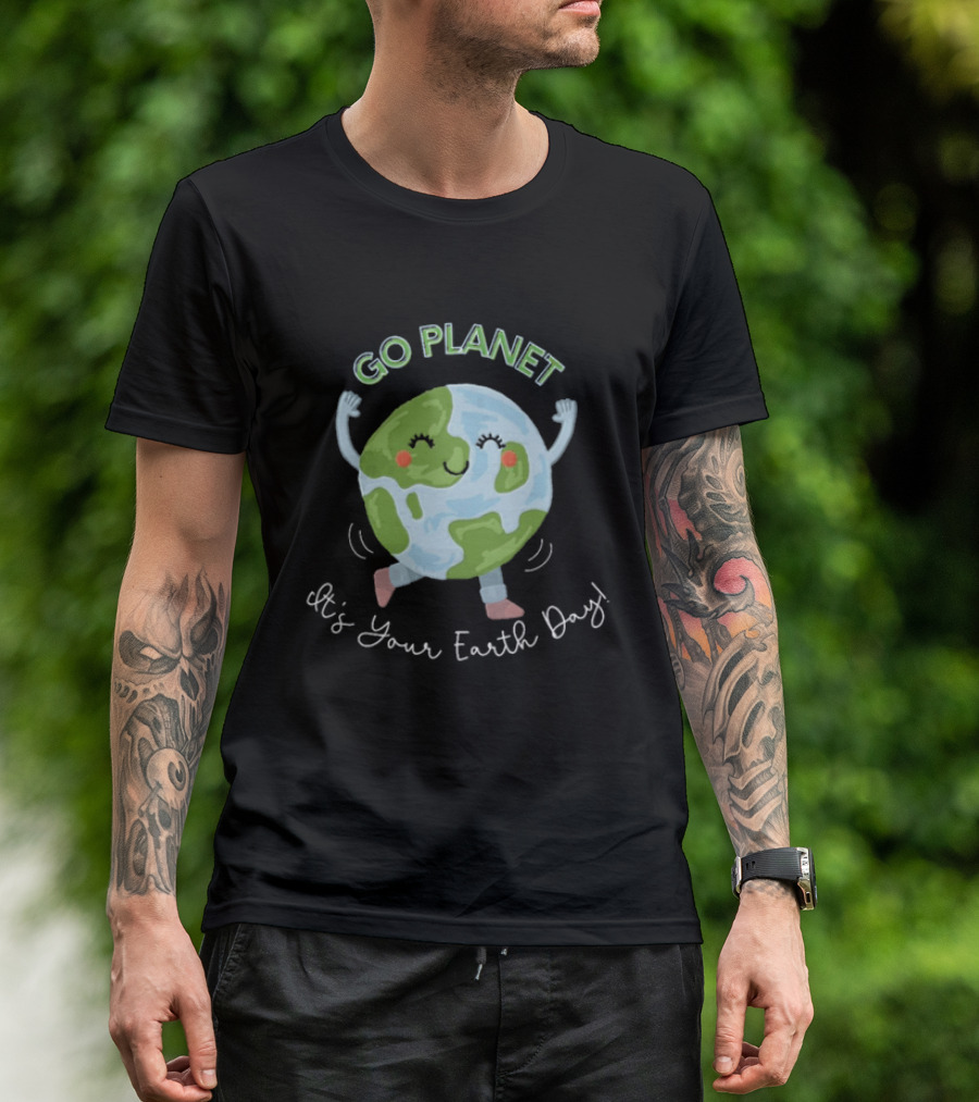 Go Planet It's Your Earth Day Teacher Cartoon Earth Celebration T-Shirt