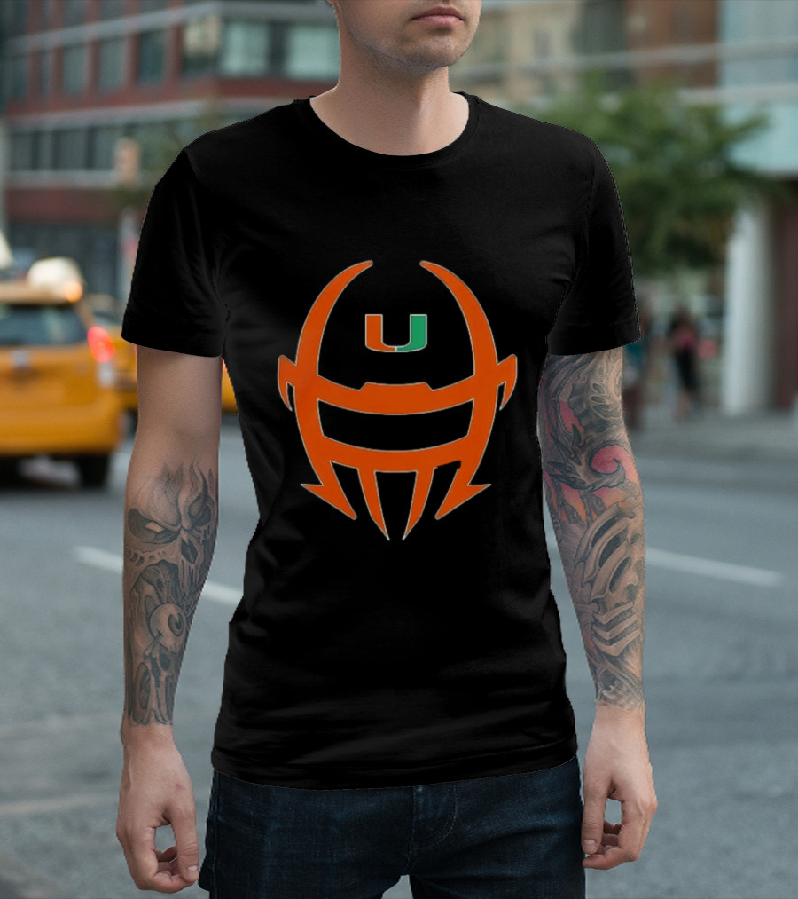 Miami Hurricanes Football Helmet Shape NCAA U T-Shirt