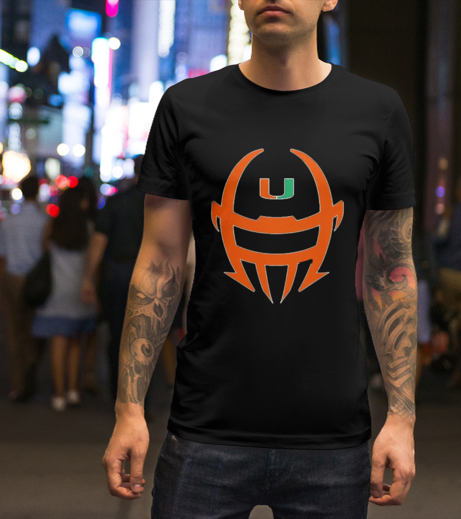Miami Hurricanes Football Helmet Shape NCAA U T-Shirt