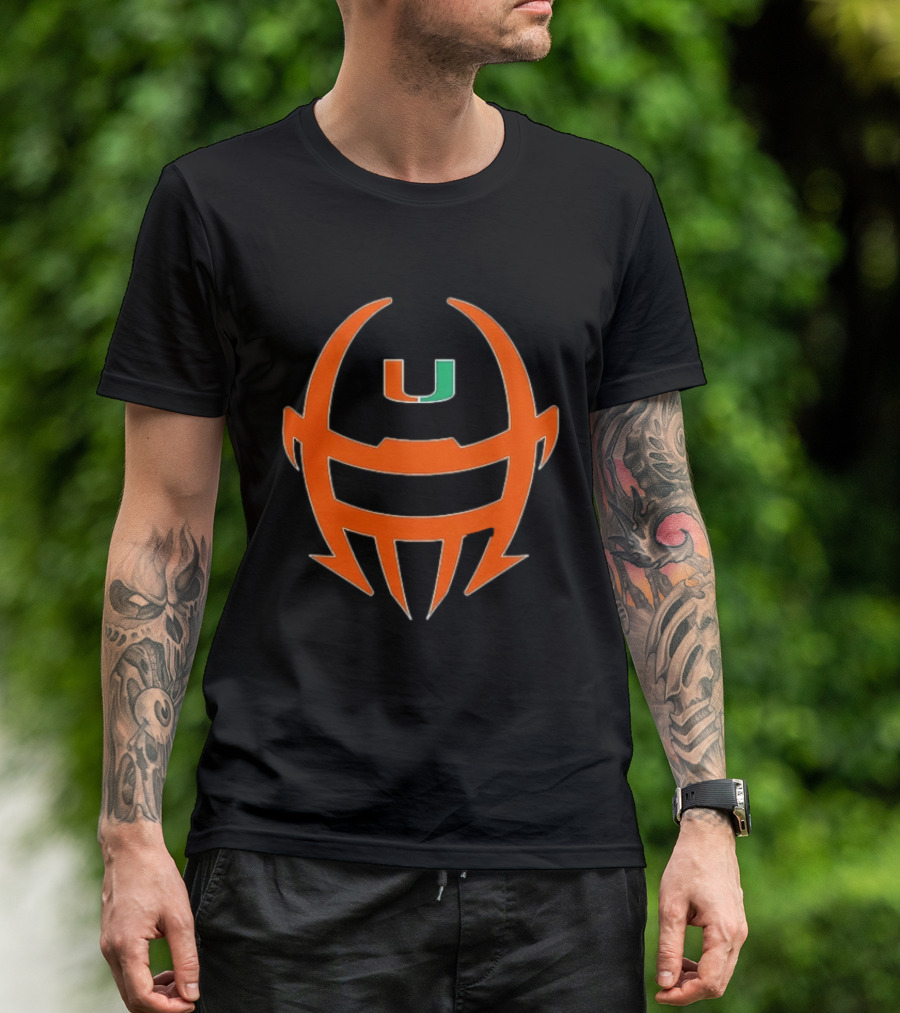 Miami Hurricanes Football Helmet Shape NCAA U T-Shirt