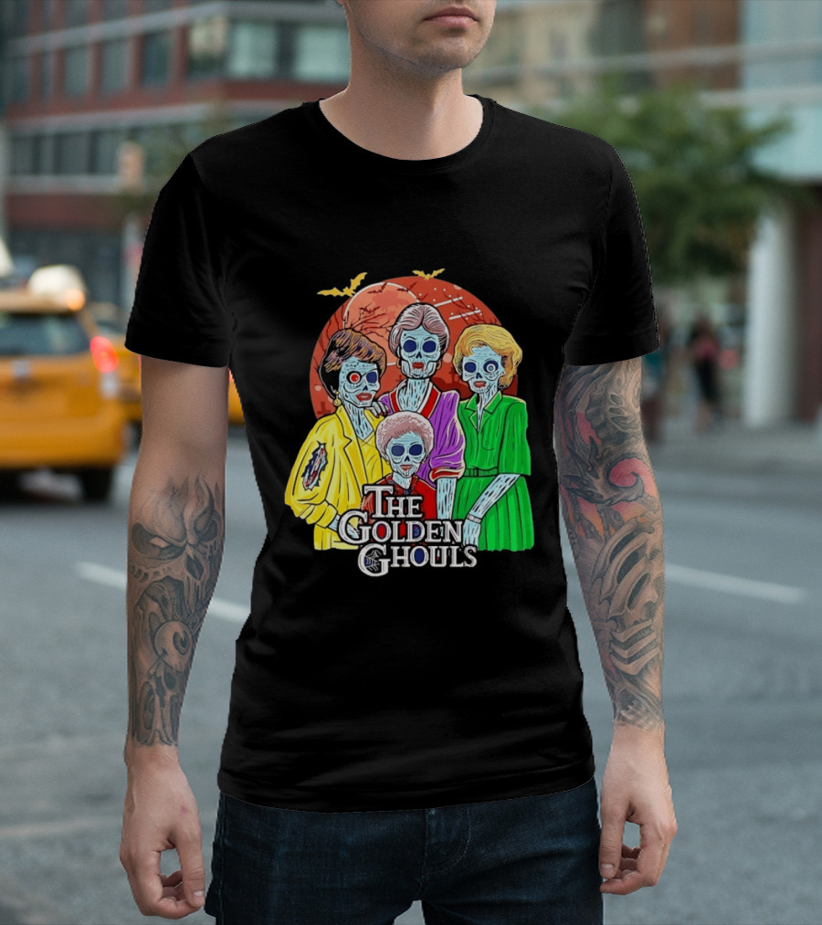 Halloween Zombie The Golden Ghouls Bat Moon T-Shirt