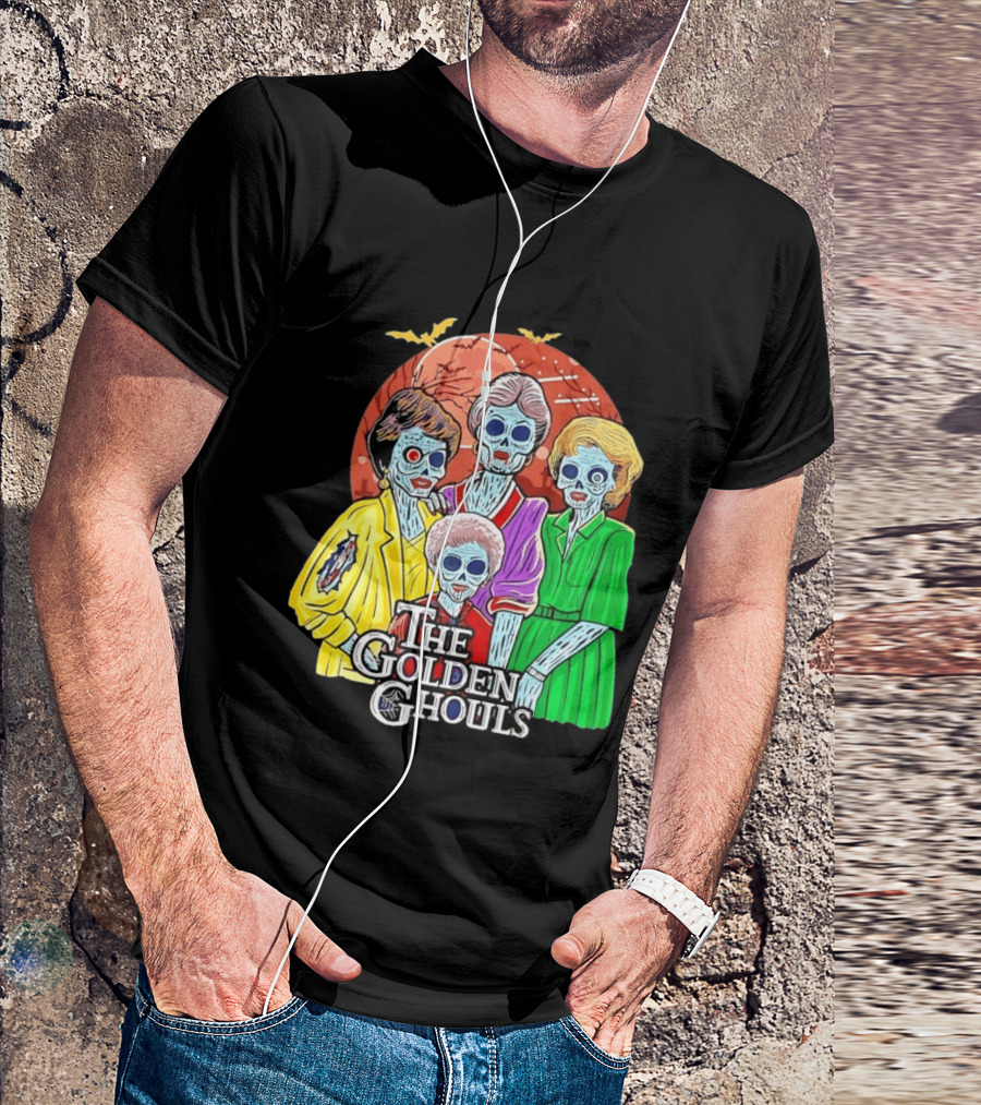 Halloween Zombie The Golden Ghouls Bat Moon T-Shirt