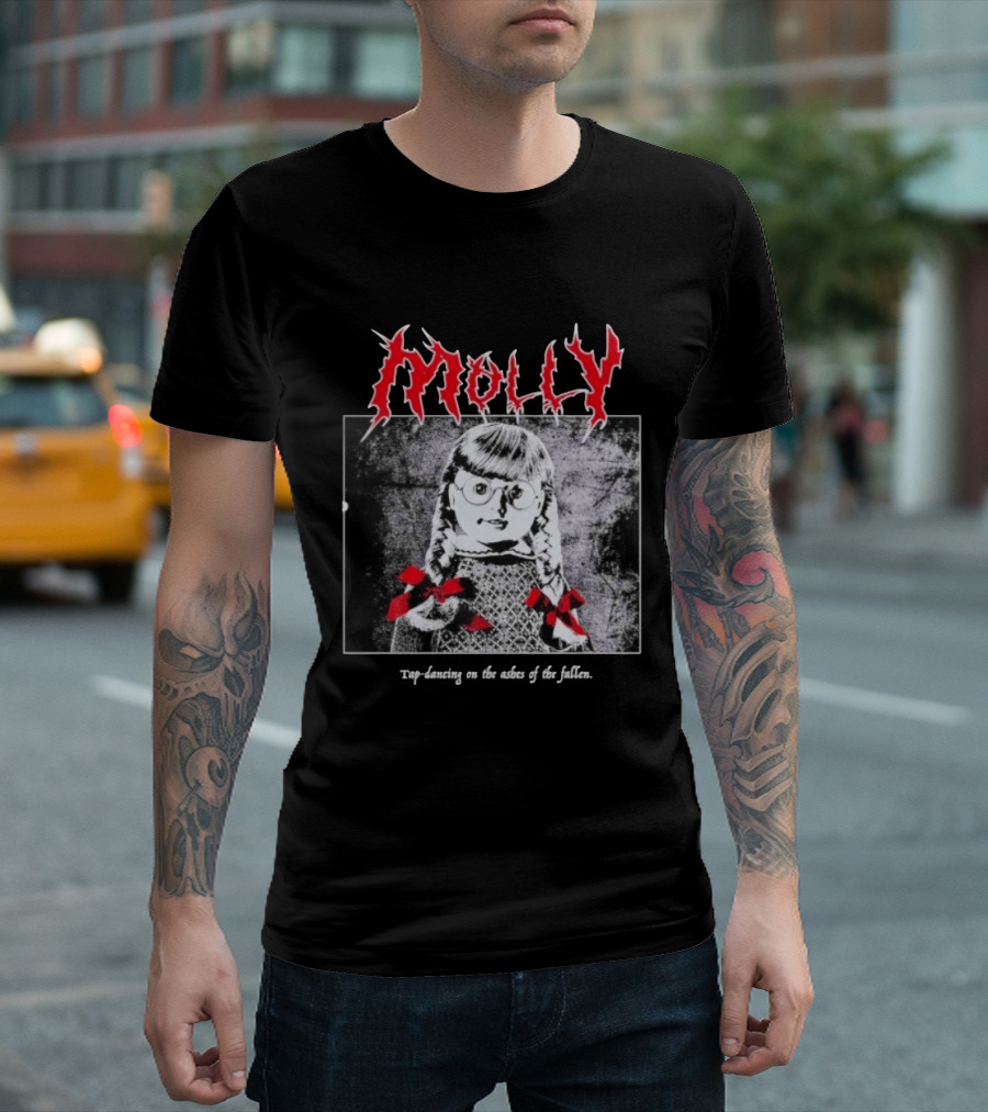Molly Tap Dancing On The Ashes Of The Fallen Horror Doll Drawing T-Shirt