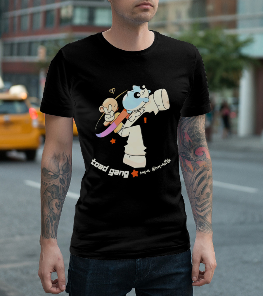 Toad Gang By Nova Nova100x Cartoon Character Peace Sign Colorful T-Shirt