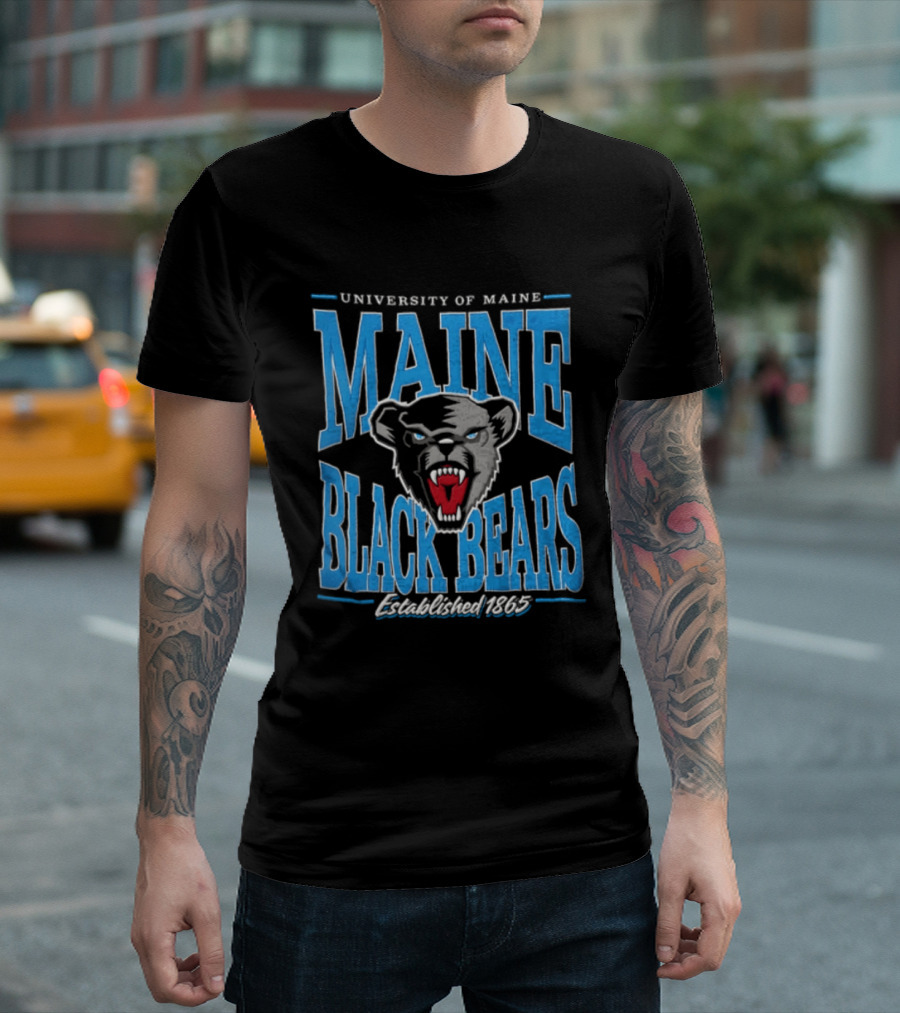 University Of Maine Black Bears Est. 1865 Aggressive Bear Head T-Shirt
