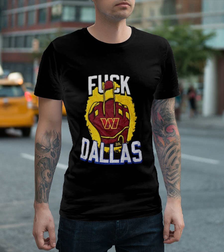 Raise Hail F*** Dallas Middle Finger Glove Red Yellow White Blue T-Shirt