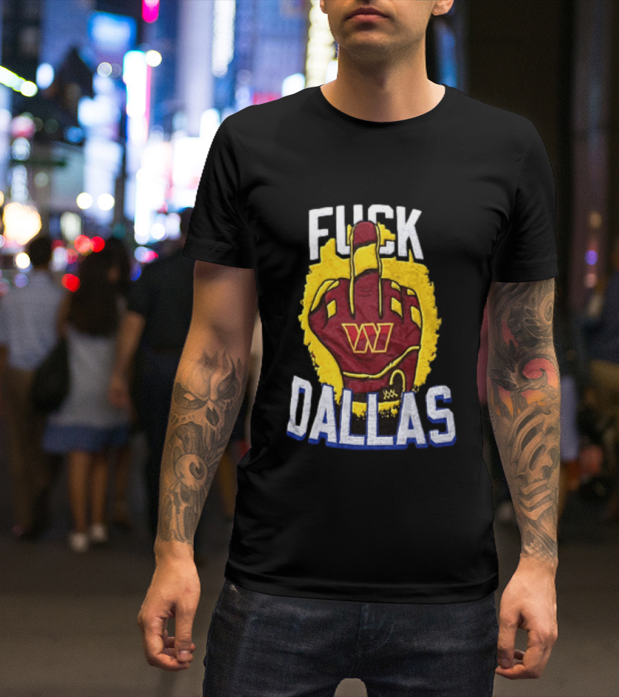 Raise Hail F*** Dallas Middle Finger Glove Red Yellow White Blue T-Shirt