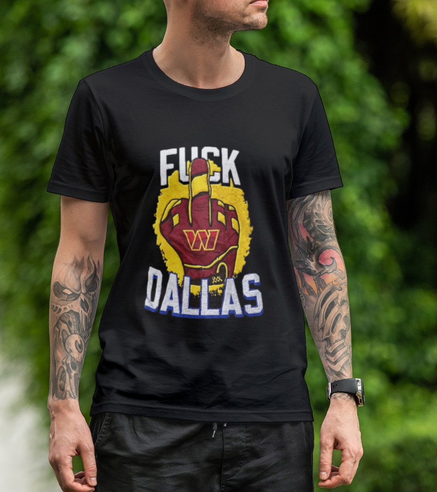 Raise Hail F*** Dallas Middle Finger Glove Red Yellow White Blue T-Shirt