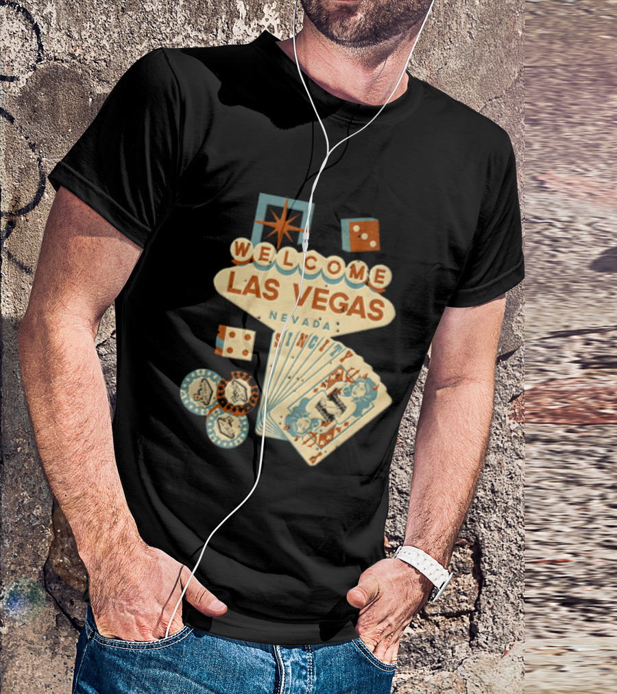 Welcome Las Vegas Nevada Sign With Casino Poker Cards And Dice T-Shirt