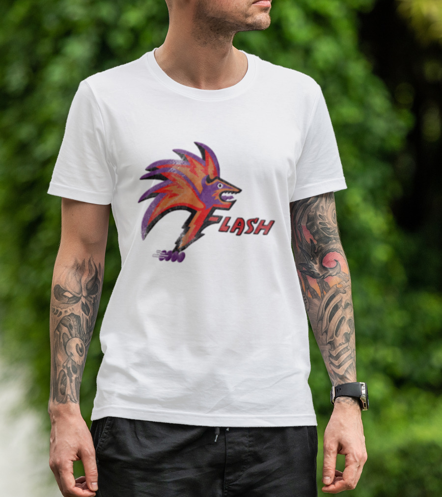 1993 Las Vegas Flash Purple And Orange Retro Wolf T-Shirt