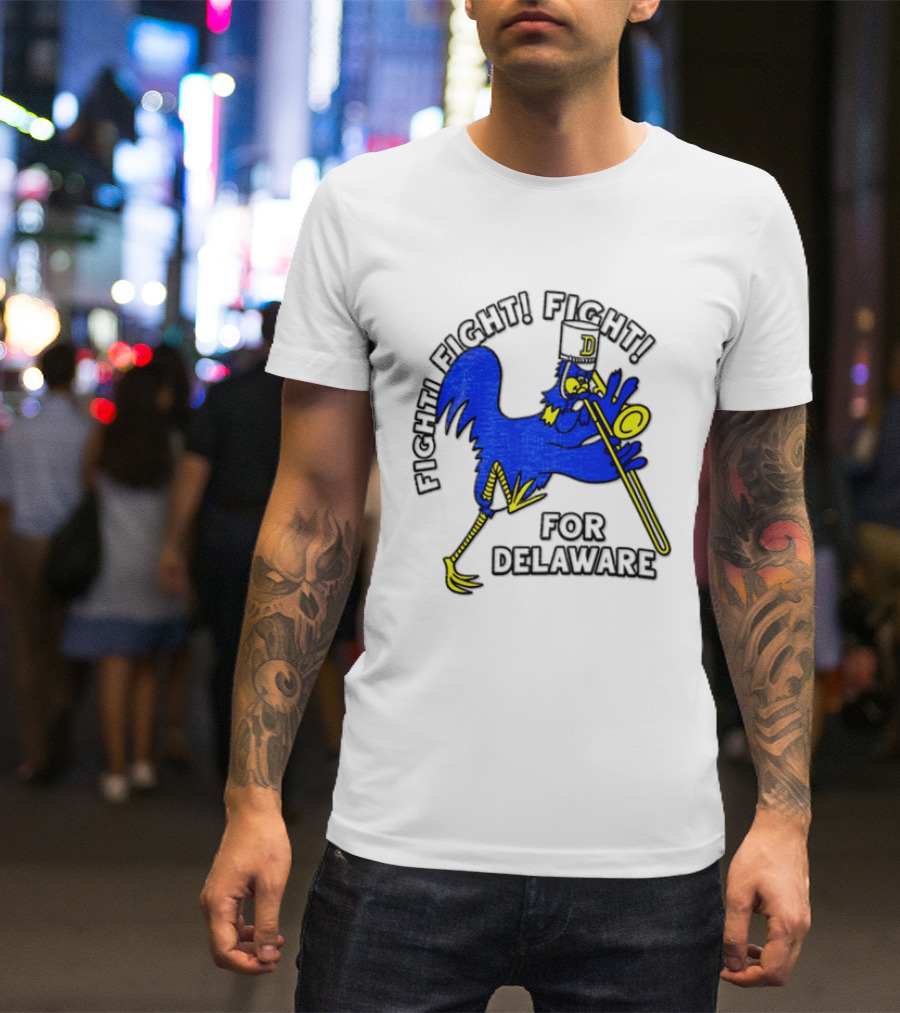 Delaware Blue Hens Fight Fight Fight For Delaware Chicken Trombone T-Shirt