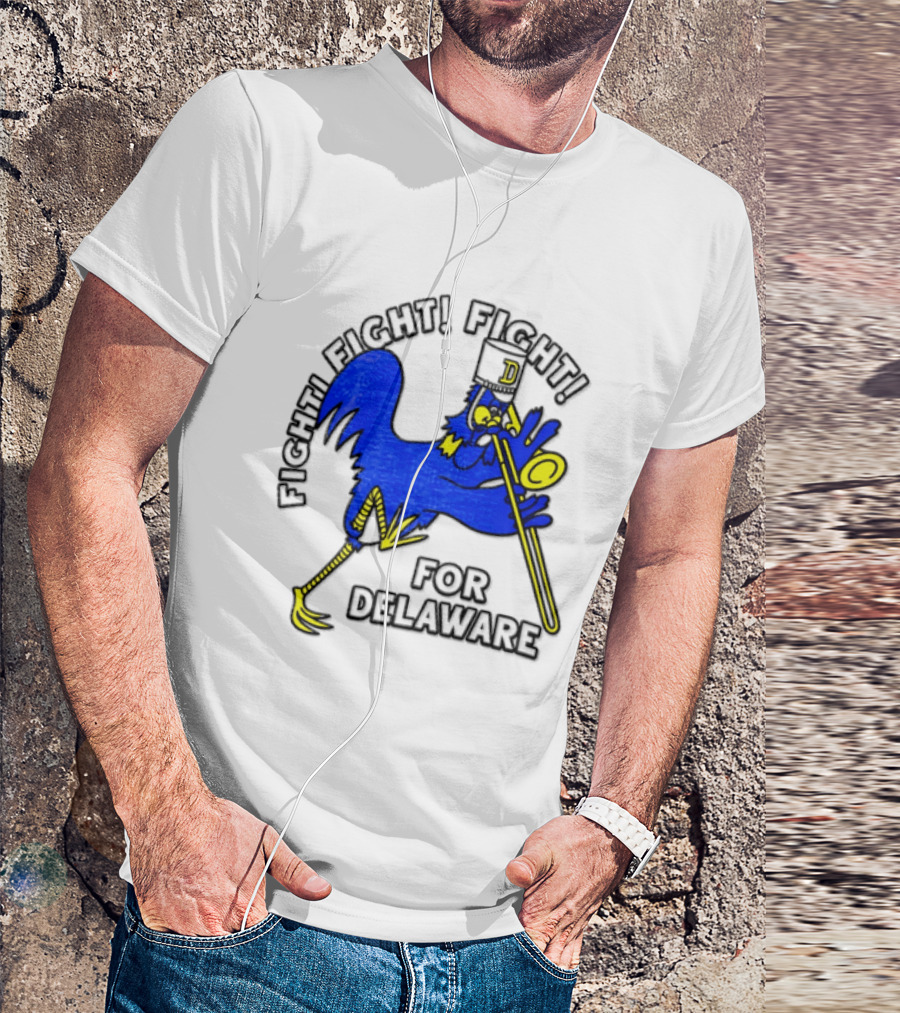 Delaware Blue Hens Fight Fight Fight For Delaware Chicken Trombone T-Shirt