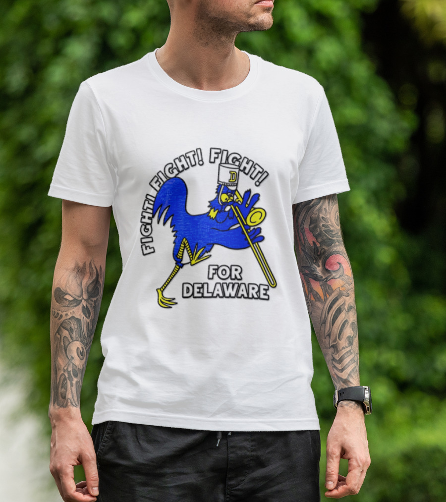 Delaware Blue Hens Fight Fight Fight For Delaware Chicken Trombone T-Shirt