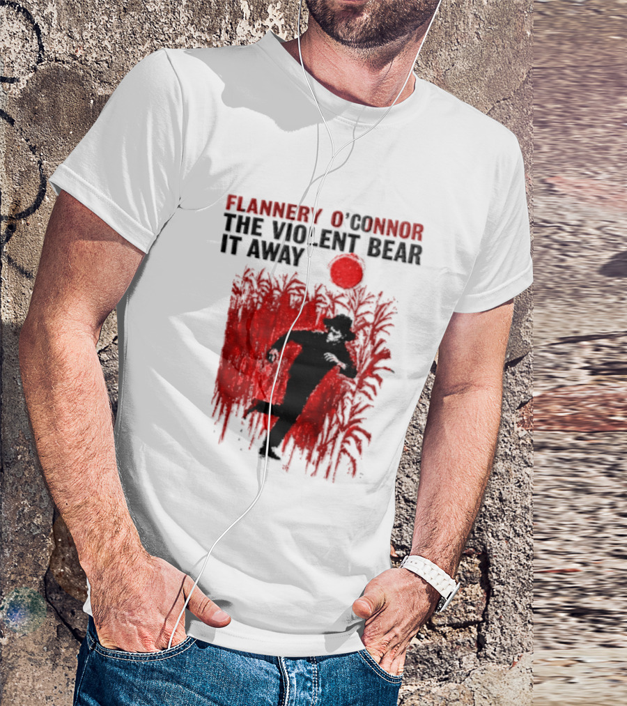 Flannery O'Connor The Violent Bear It Away Red Silhouette In Cornfield T-Shirt