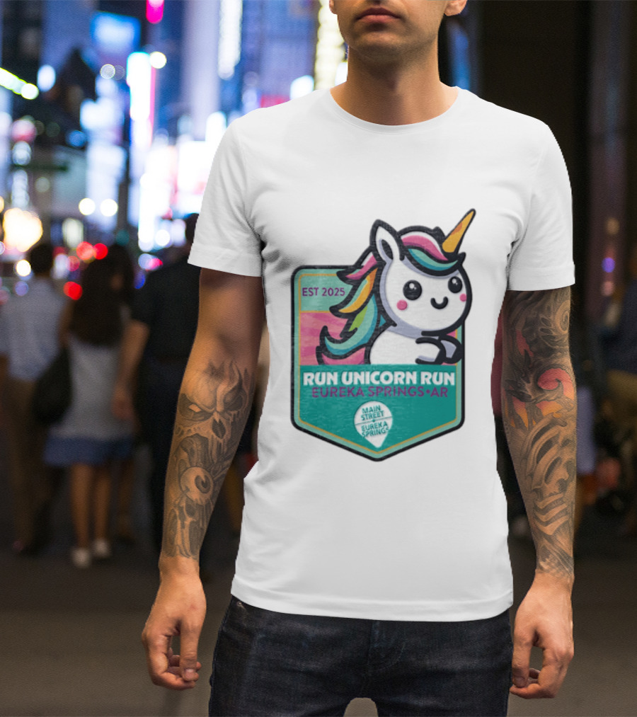 EST 2025 Run Unicorn Run Eureka Springs AR Main Street T-Shirt