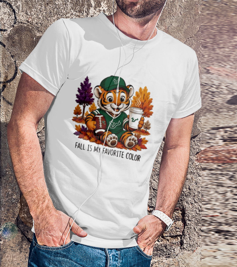 South Florida Bulls Fall Is My Favorite Color Football Tiger Cozy Autumn Vibes T-Shirt
