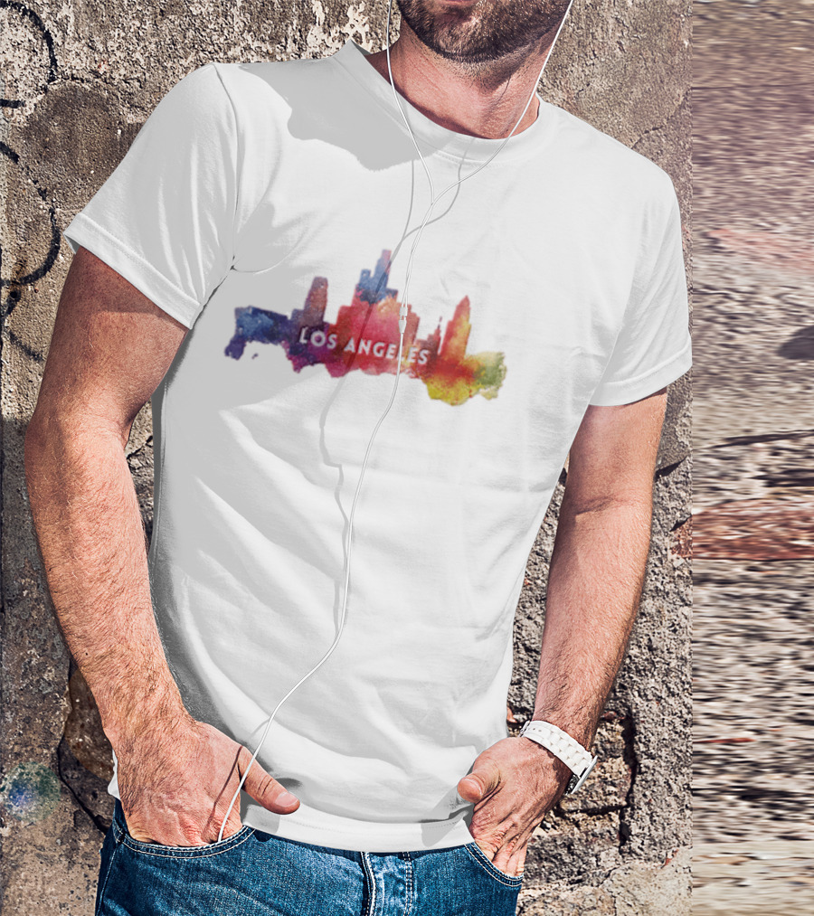 Los Angeles Watercolor Cityscape California Urban Skyline T-Shirt