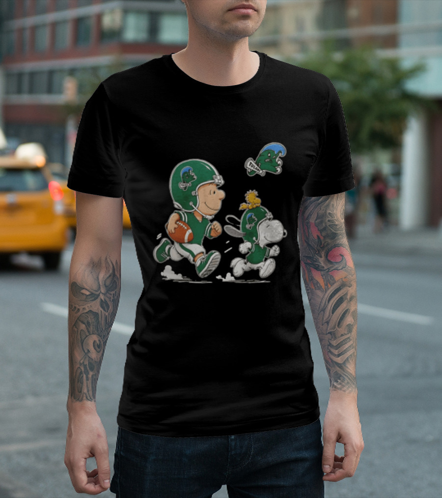 Charlie Brown Woodstock Snoopy Tulane Green Wave Football Helmets T-Shirt