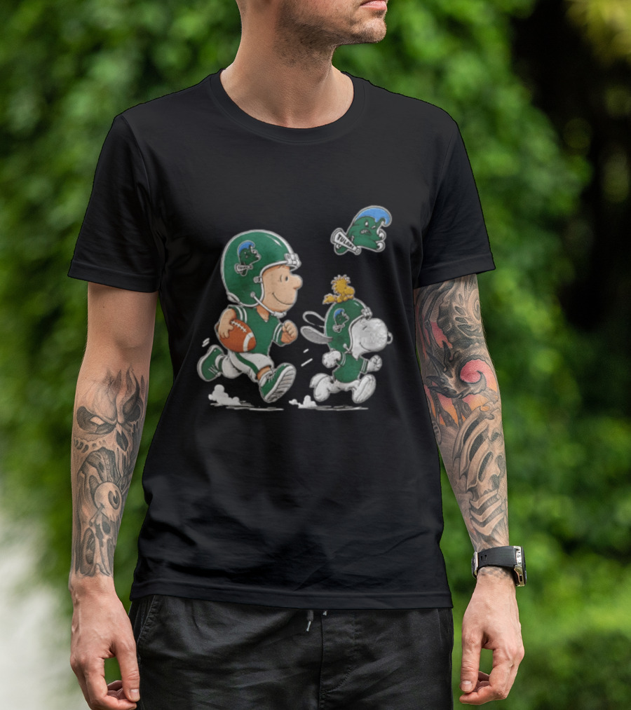 Charlie Brown Woodstock Snoopy Tulane Green Wave Football Helmets T-Shirt