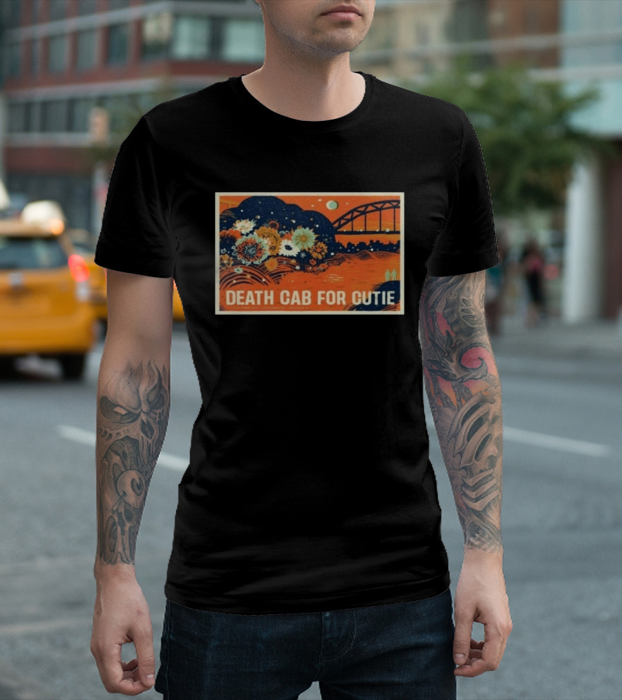 Death Cab For Cutie Gateshead UK 2026 Flowers And Bridge Art Print T-Shirt