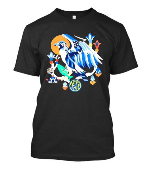 Egyptian Blue Falcon Bird Of Prey With Fish And Ancient Symbolism T-Shirt