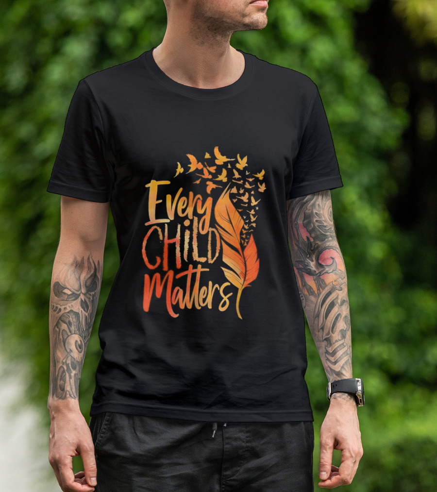 Every Child Matters Feather And Birds Orange Day Awareness T-Shirt
