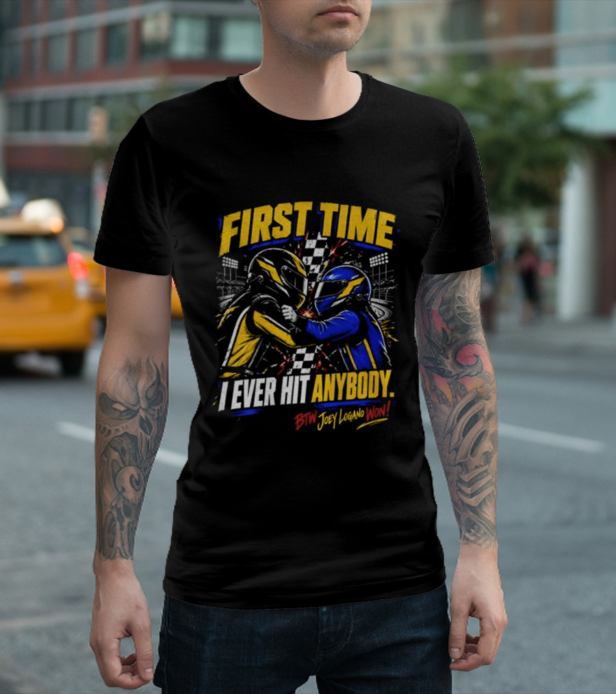 Hocevar Vs Blaney First Time I Ever Hit Anybody Boxing Helmet Fighters Joey Logano T-Shirt