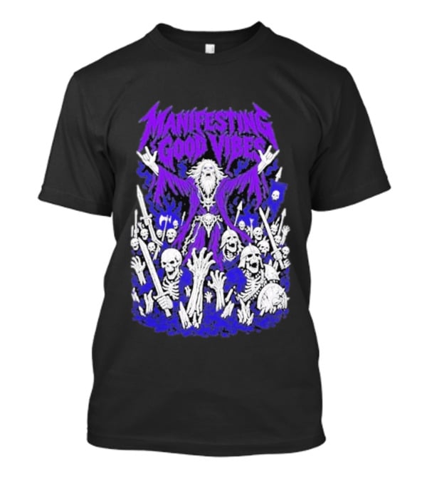 Manifesting Good Vibes Necromancer Skeleton Wizard T-Shirt