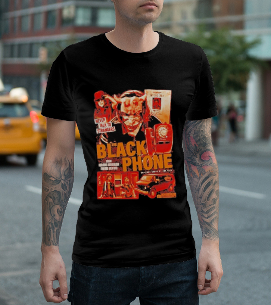 Never Talk To Strangers The Black Phone Original Story By Joe Hill Missing Child Red Phone Horror T-Shirt
